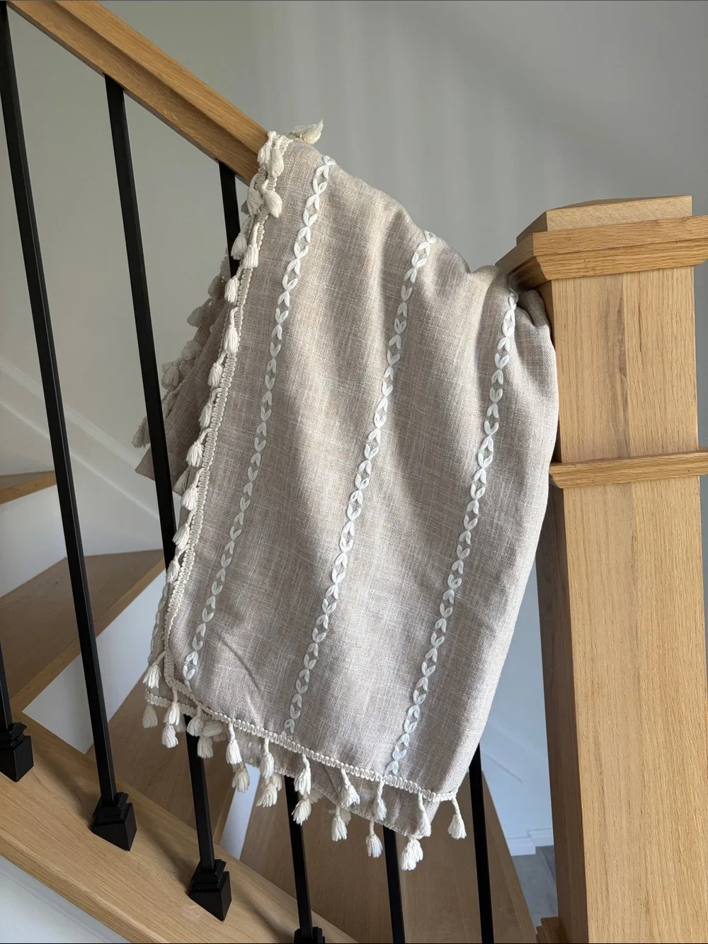 Beige Tassel Embroidered curtains set